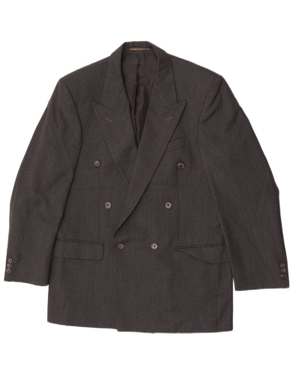 Marks & Spencer Mens Double Breasted Blazer Jacket UK 38 Medium Grey