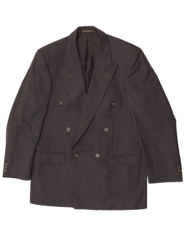 Marks & Spencer Mens Double Breasted Blazer Jacket UK 38 Medium Grey