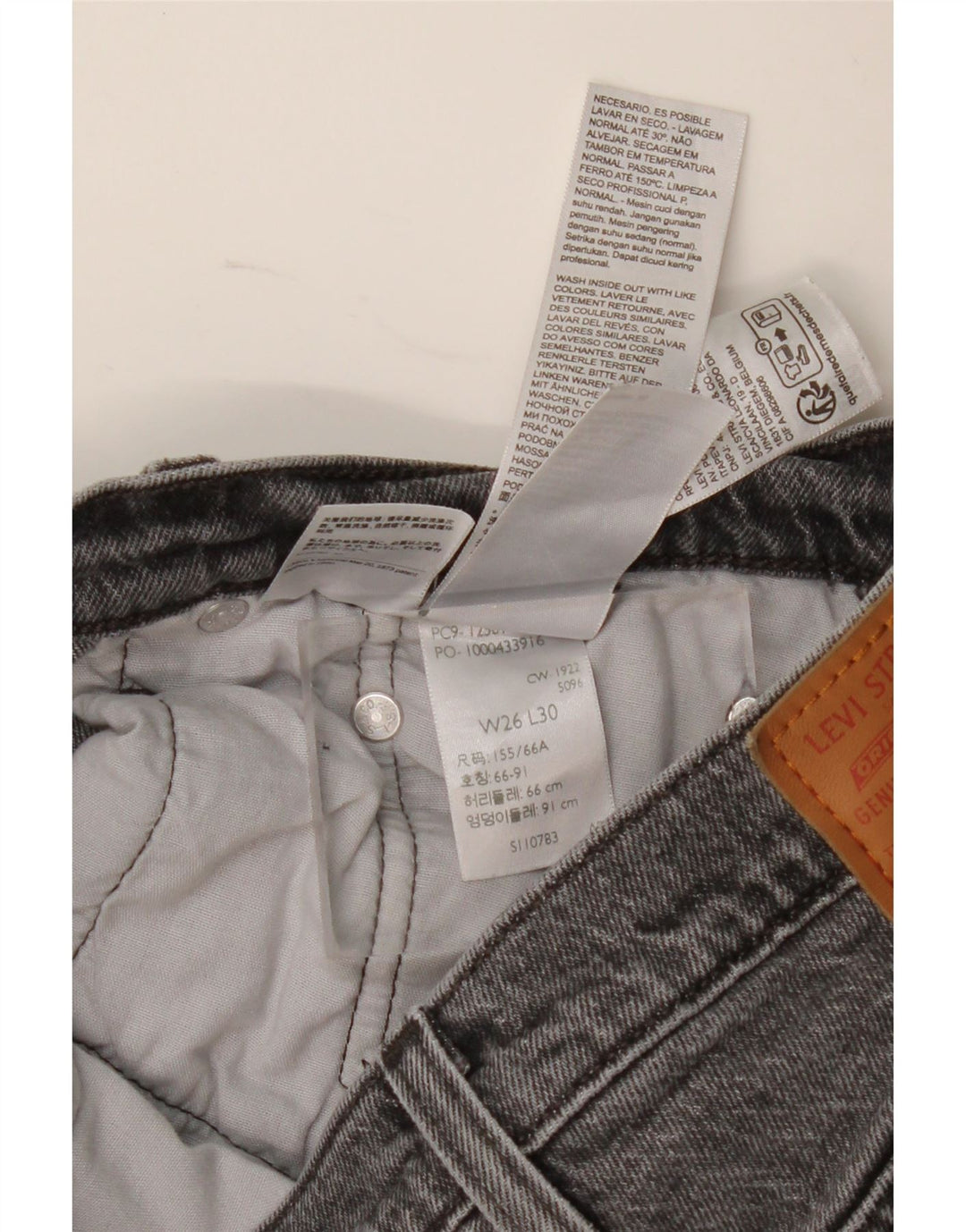 Levi's Womens 501 Straight Jeans W26 L30 Grey Cotton