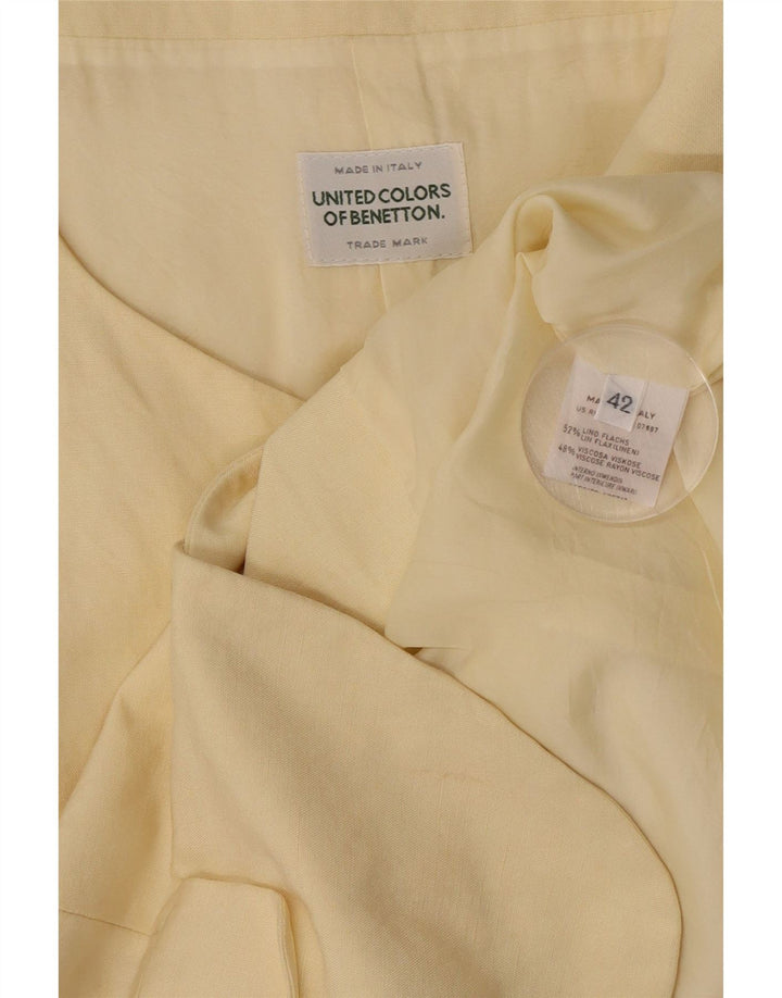 Benetton Womens 4 Button Short Sleeve Blazer Jacket IT 42 Medium Beige