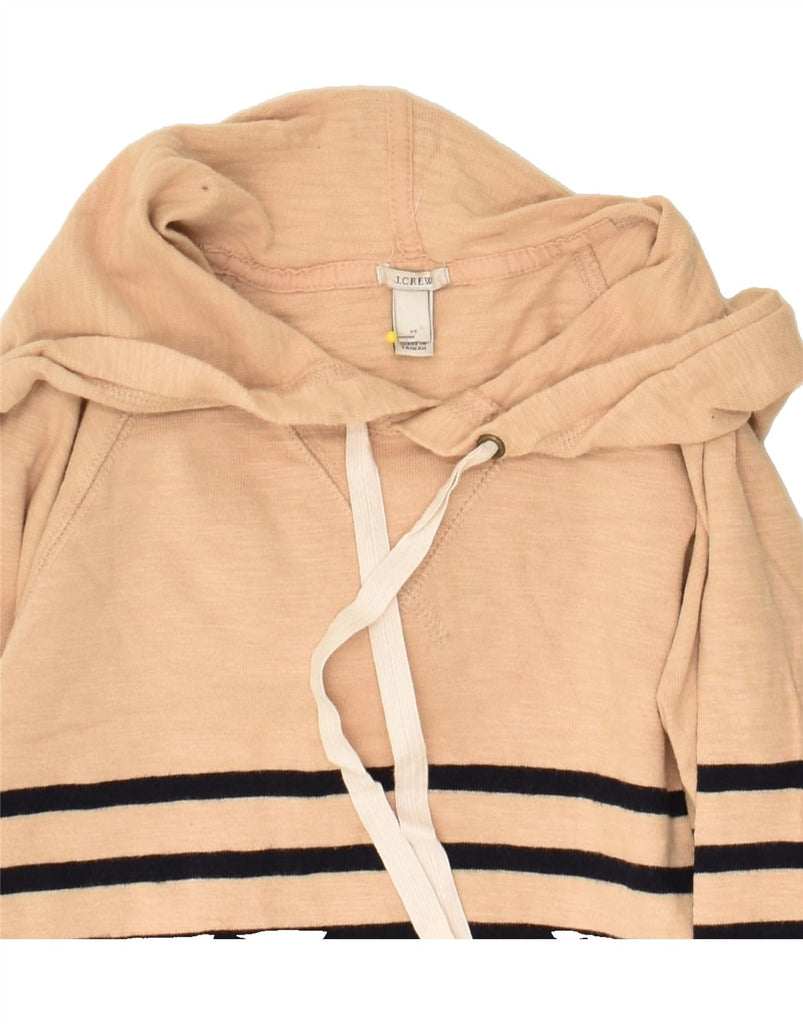 J. CREW Womens Hoodie Jumper UK 6 XS Beige Striped Cotton | Vintage J. Crew | Thrift | Second-Hand J. Crew | Used Clothing | Messina Hembry 