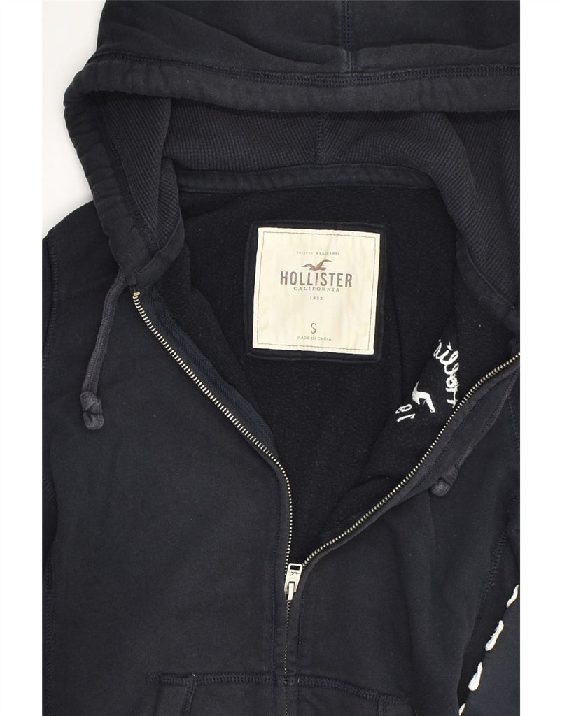 HOLLISTER Womens Graphic Zip Hoodie Sweater UK 10 Small Navy Blue Cotton | Vintage Hollister | Thrift | Second-Hand Hollister | Used Clothing | Messina Hembry 