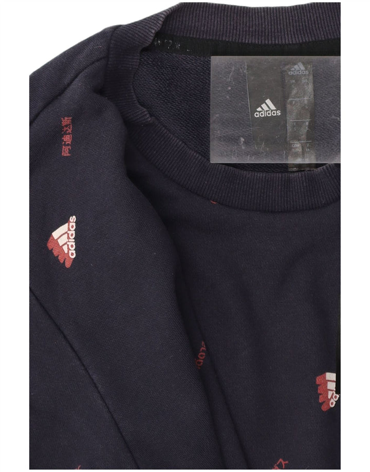 ADIDAS Mens Graphic Sweatshirt Jumper Small Navy Blue