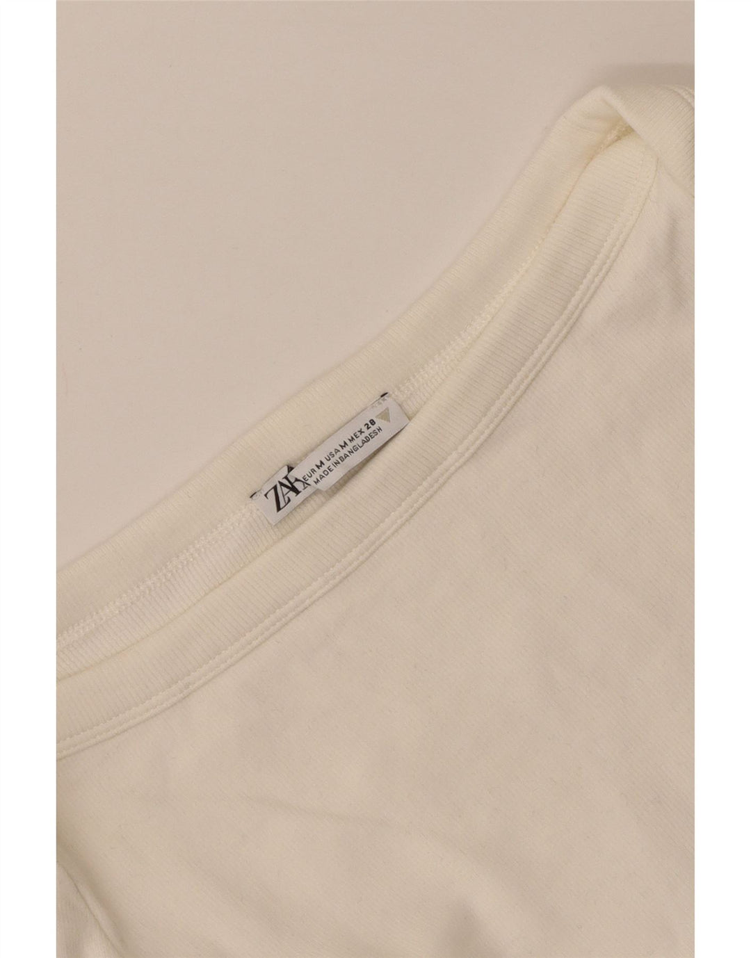 Zara Womens Crop Top Long Sleeve UK 12 Medium Off White