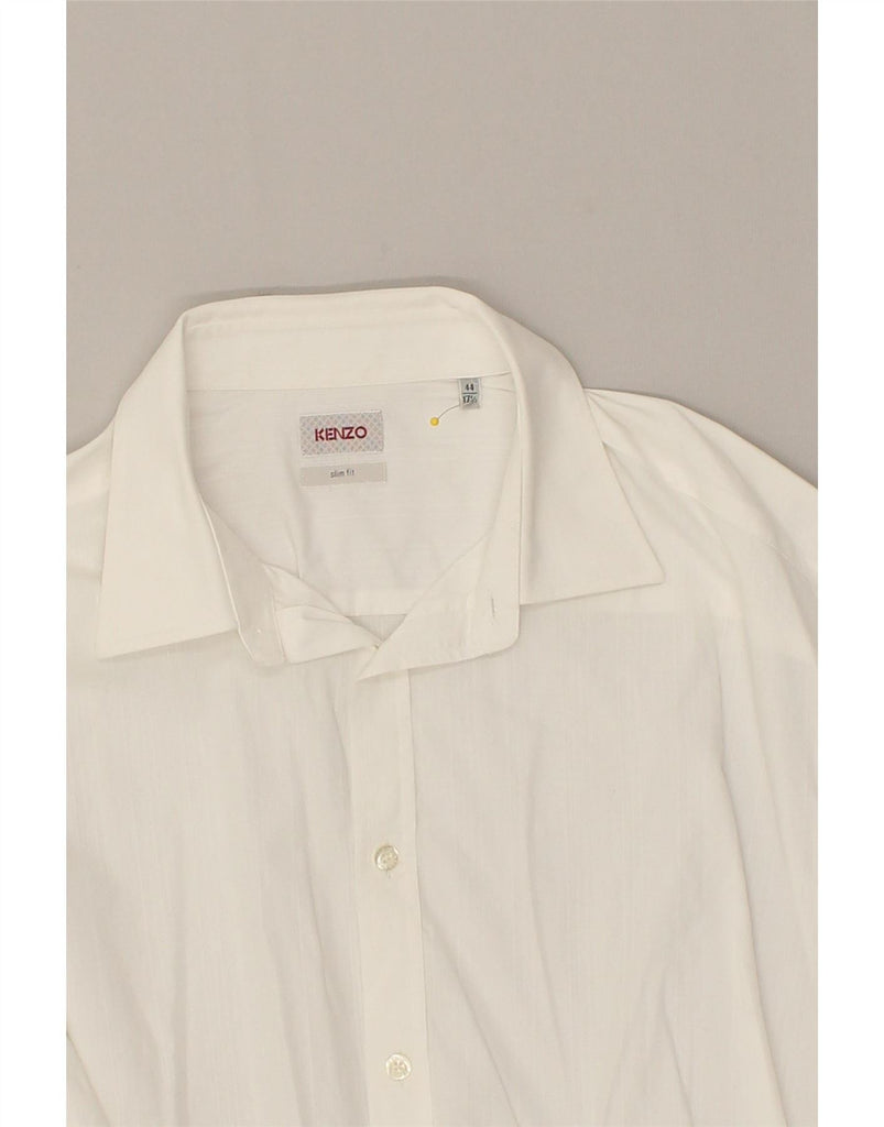 KENZO Mens Slim Fit Shirt Size 44 17 1/2 XL White Cotton Vintage Kenzo and Second-Hand Kenzo from Messina Hembry 