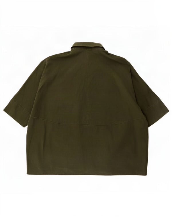 Cos Womens Short Sleeve Oversized Shirt UK 10 Small Khaki Lyocell