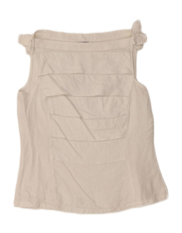 NARACAMICIE Womens Sleeveless Blouse Top UK 8 Small White