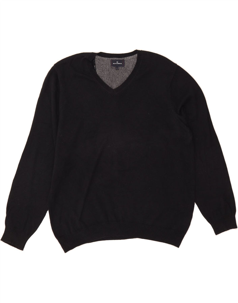 BLUE HARBOUR Mens V-Neck Jumper Sweater Large Black Vintage Blue Harbour and Second-Hand Blue Harbour from Messina Hembry 