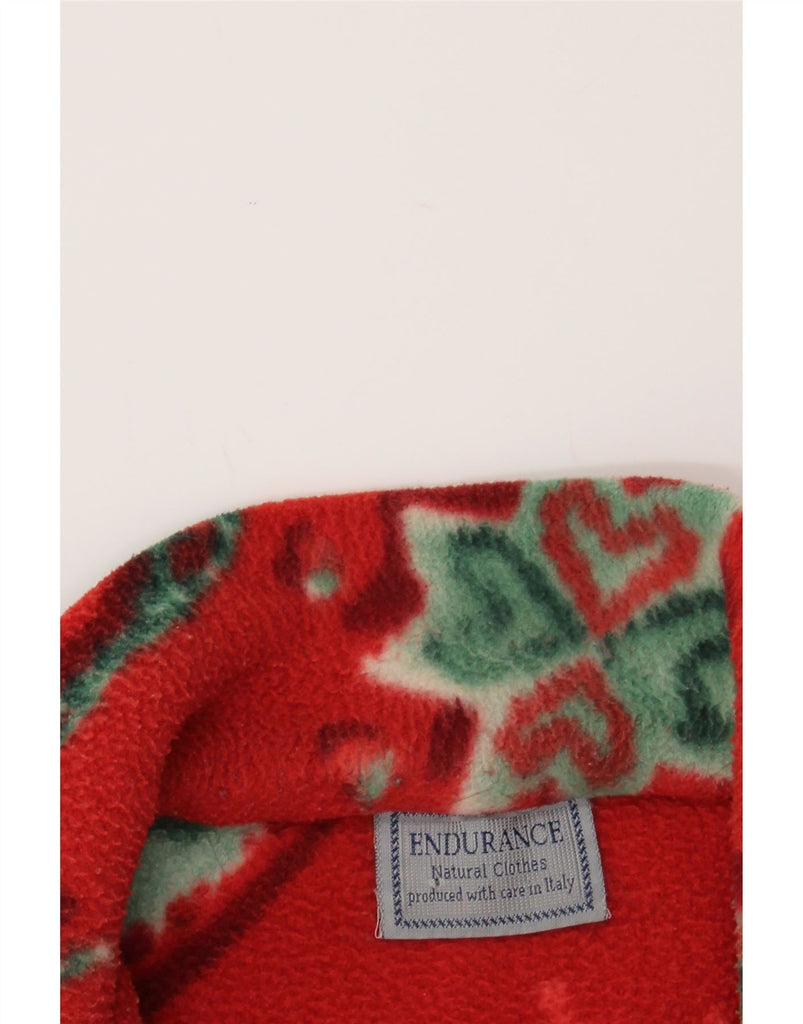 ENDURANCE Womens Zip Neck Fleece Jumper UK 18 XL Red Geometric Vintage Endurance and Second-Hand Endurance from Messina Hembry 