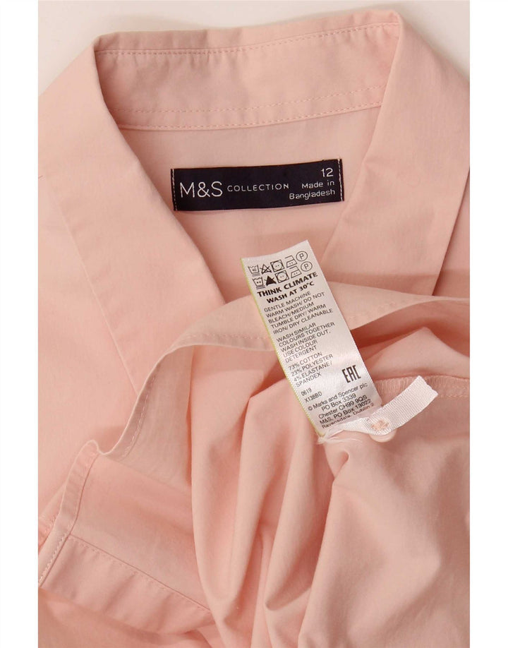 Marks & Spencer Womens Shirt UK 12 Medium Pink Cotton