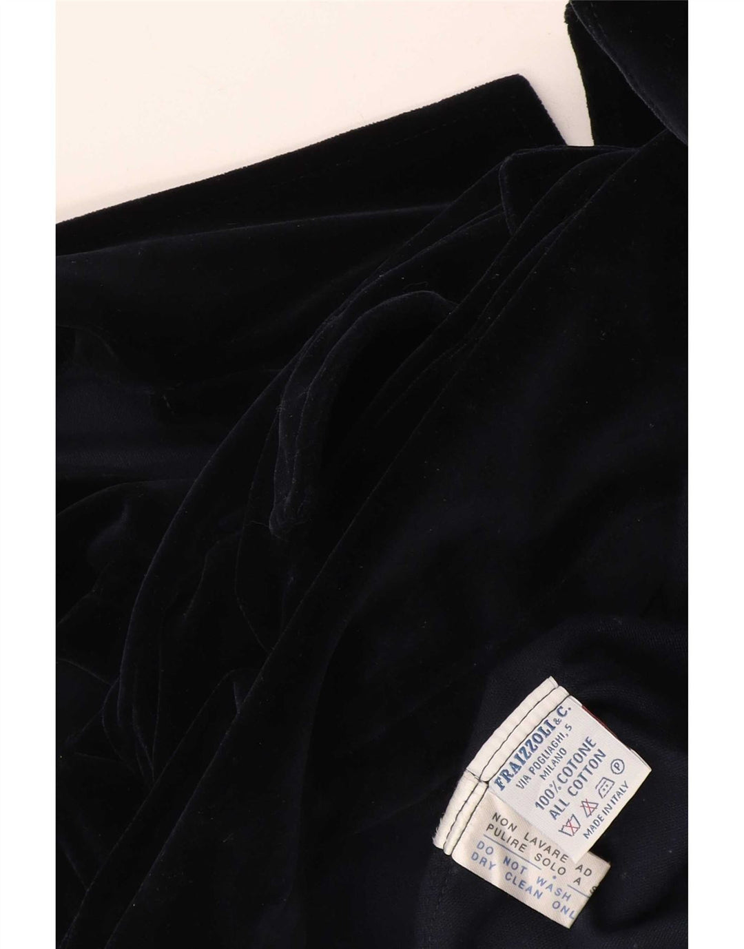 Fraizzoli Mens Velvet Double Breasted Blazer Jacket UK 38 Medium Navy Blue