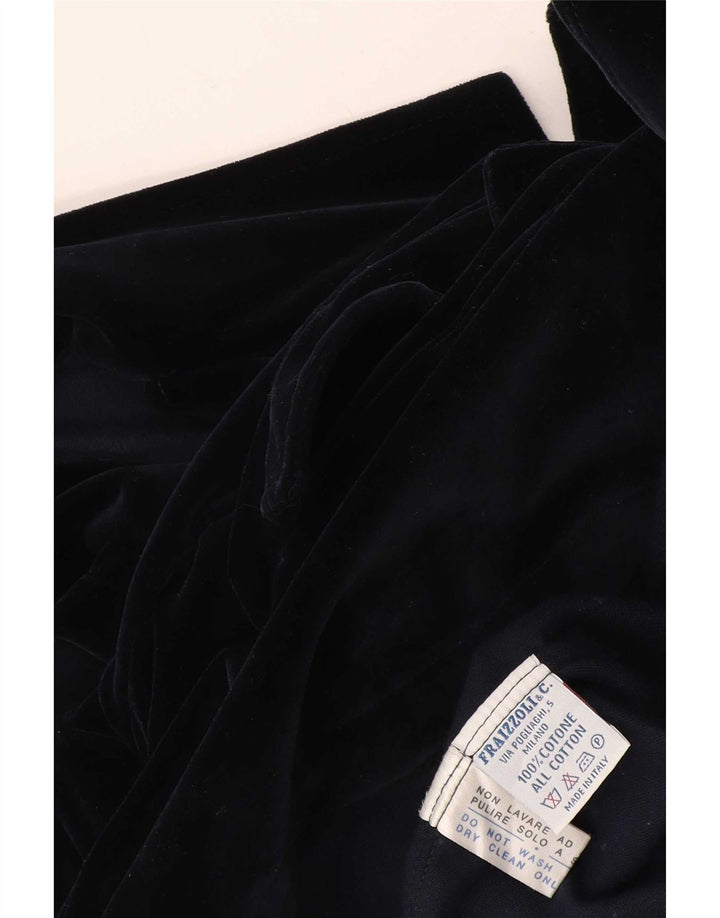 Fraizzoli Mens Velvet Double Breasted Blazer Jacket UK 38 Medium Navy Blue