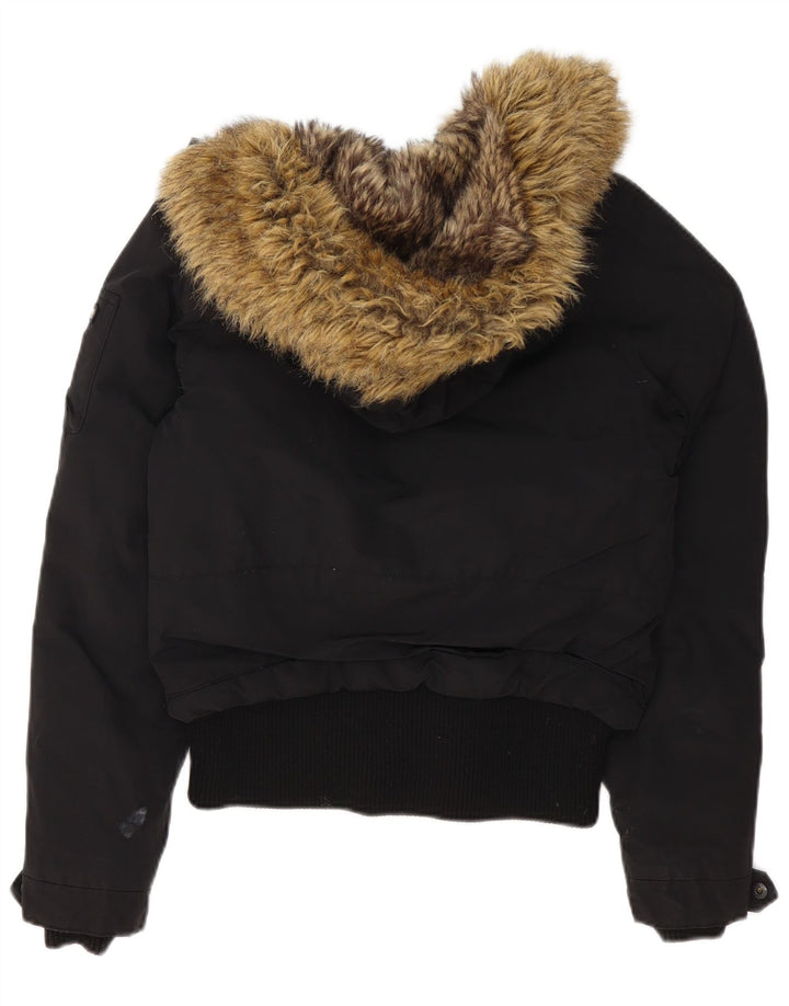 Woolrich Womens Hooded Padded Jacket UK 14 Medium Black Polyester