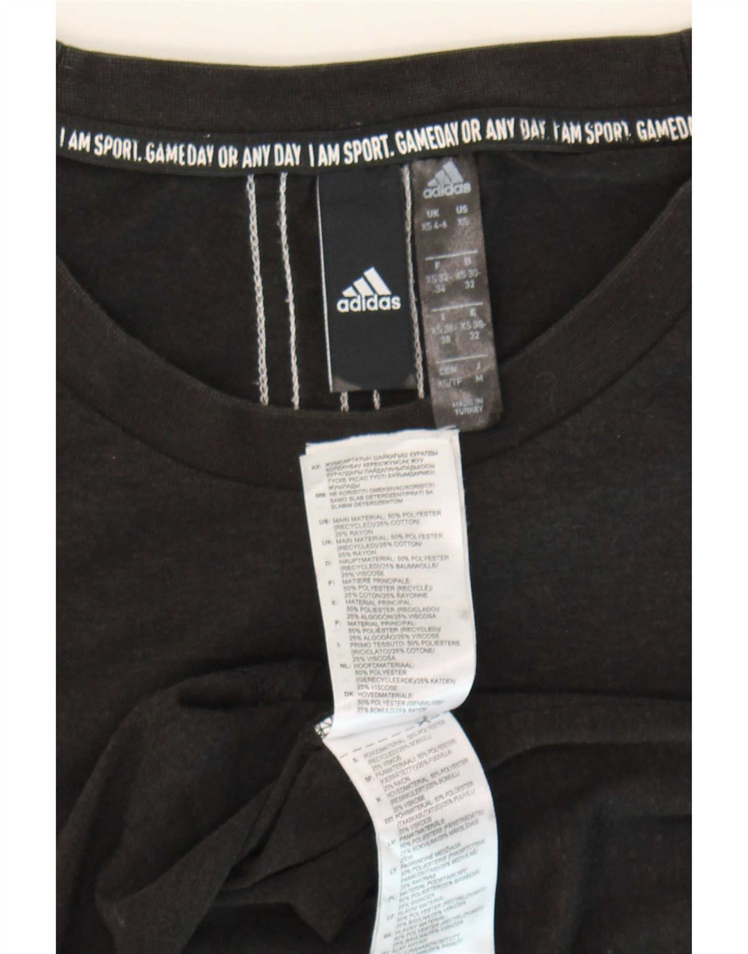 Adidas Womens Oversized T-Shirt Top UK 4/6 XS Grey Polyester