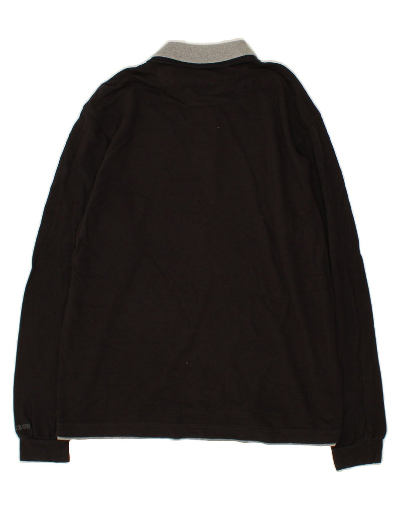 IZOD Mens Long Sleeve Polo Shirt Medium Black Cotton Vintage Izod and Second-Hand Izod from Messina Hembry 