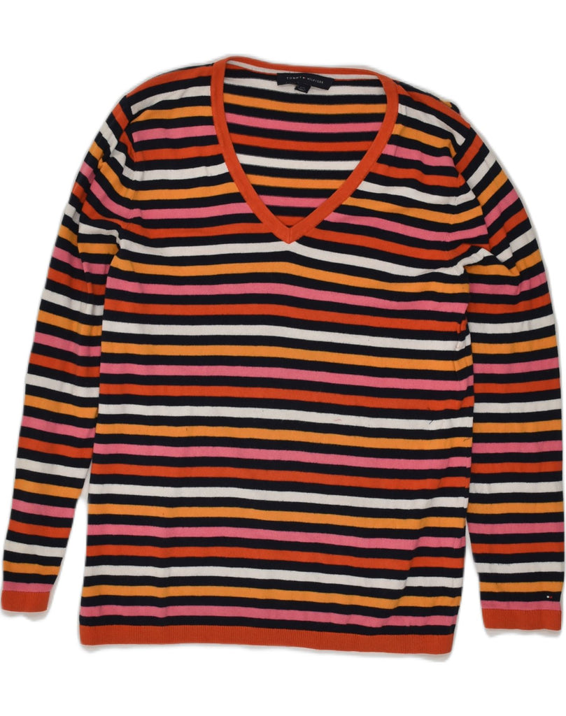 TOMMY HILFIGER Womens V-Neck Jumper Sweater UK 14 Large Multicoloured | Vintage Tommy Hilfiger | Thrift | Second-Hand Tommy Hilfiger | Used Clothing | Messina Hembry 