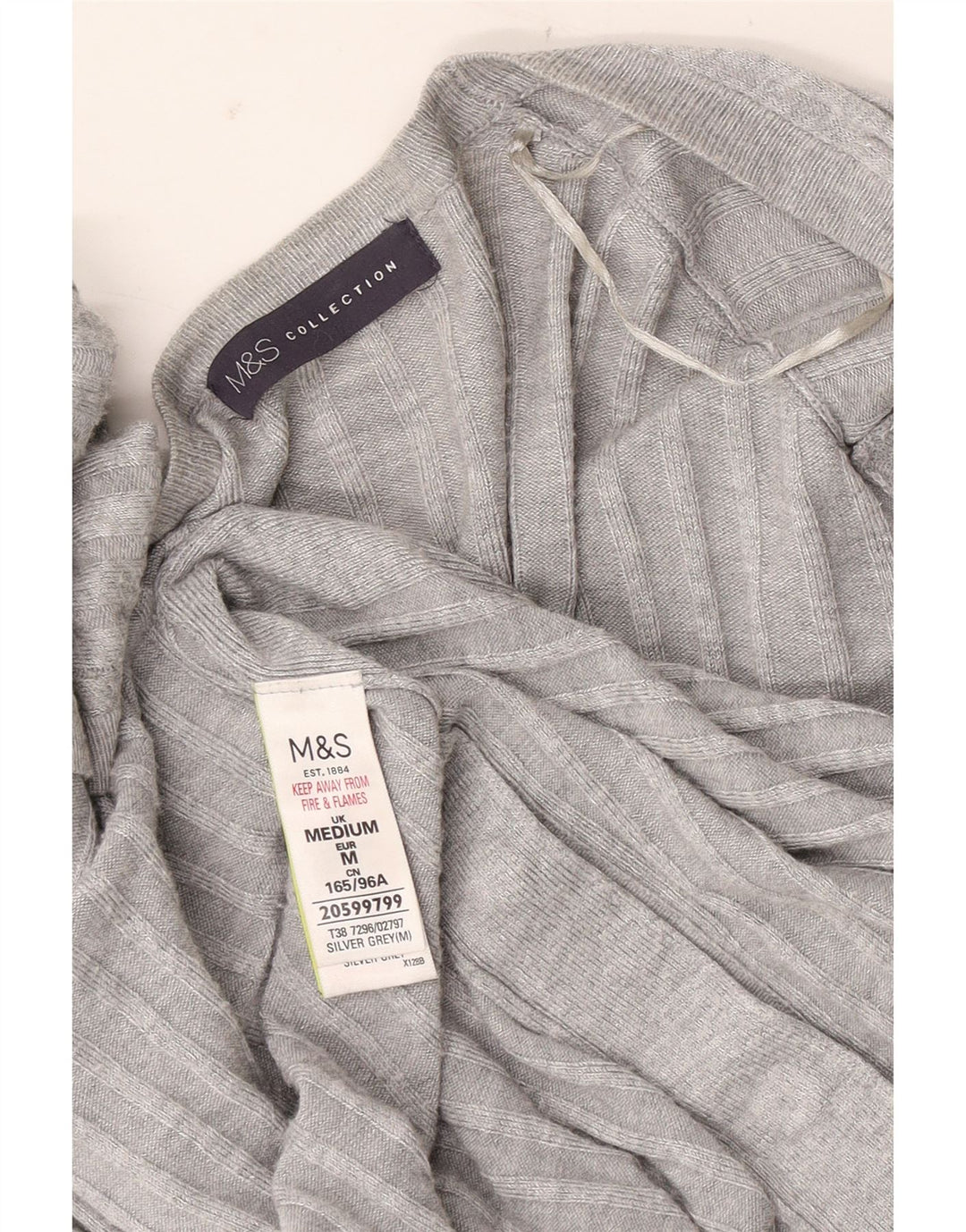 Marks & Spencer Womens Longline Cardigan Sweater UK 14 Medium Grey