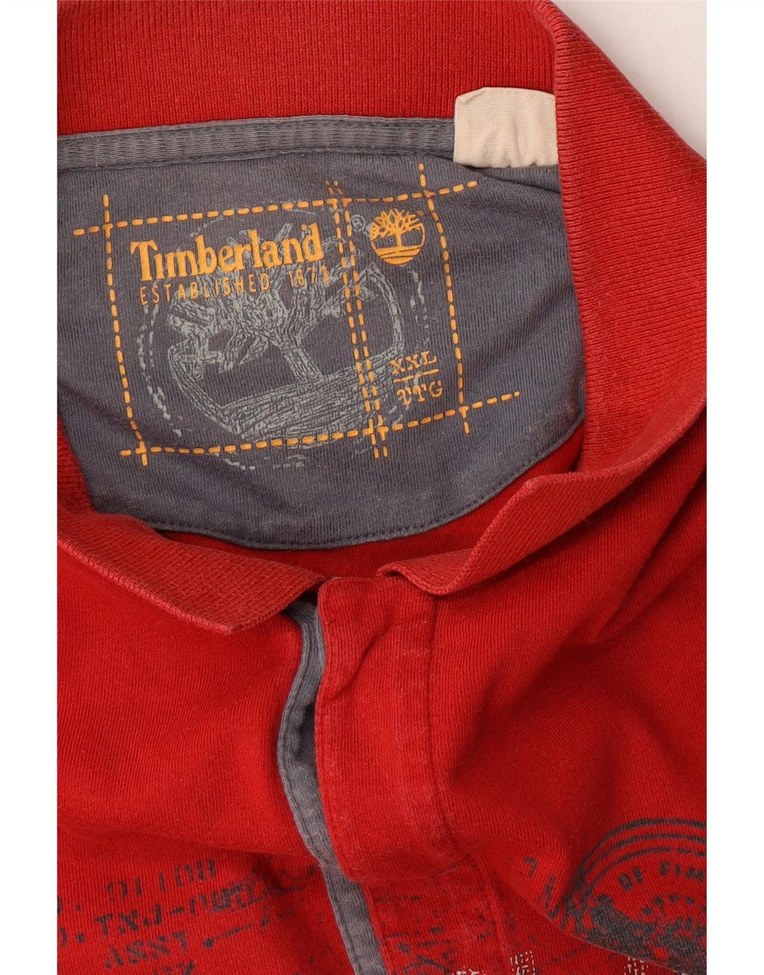 TIMBERLAND Mens Graphic Polo Shirt 2XL Red Cotton Vintage Timberland and Second-Hand Timberland from Messina Hembry 