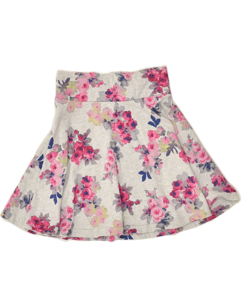 JOULES Girls A-Line Skirt 7-8 Years W24 Grey Floral Cotton | Vintage Joules | Thrift | Second-Hand Joules | Used Clothing | Messina Hembry 