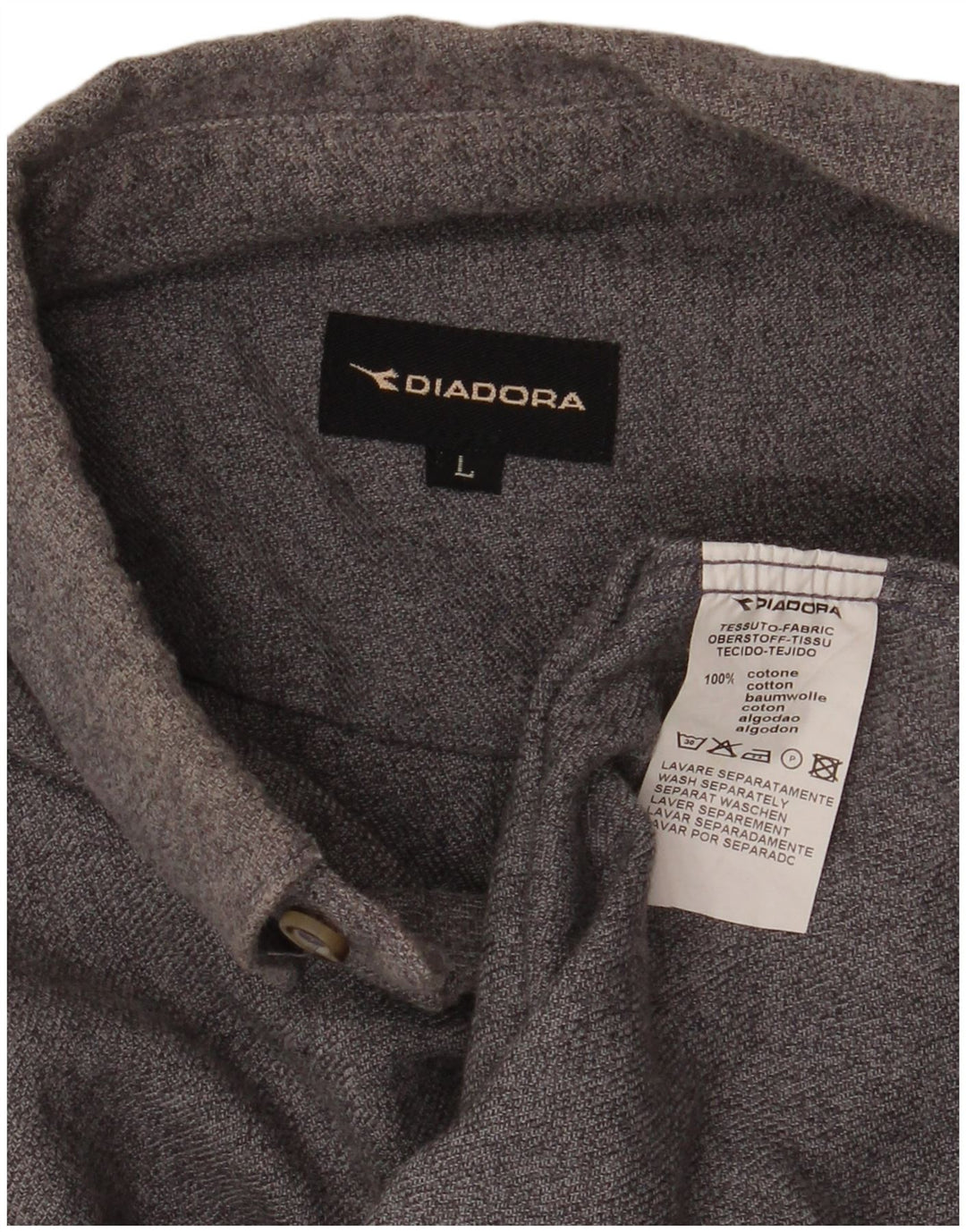 Diadora Mens Flannel Shirt Large Grey Cotton