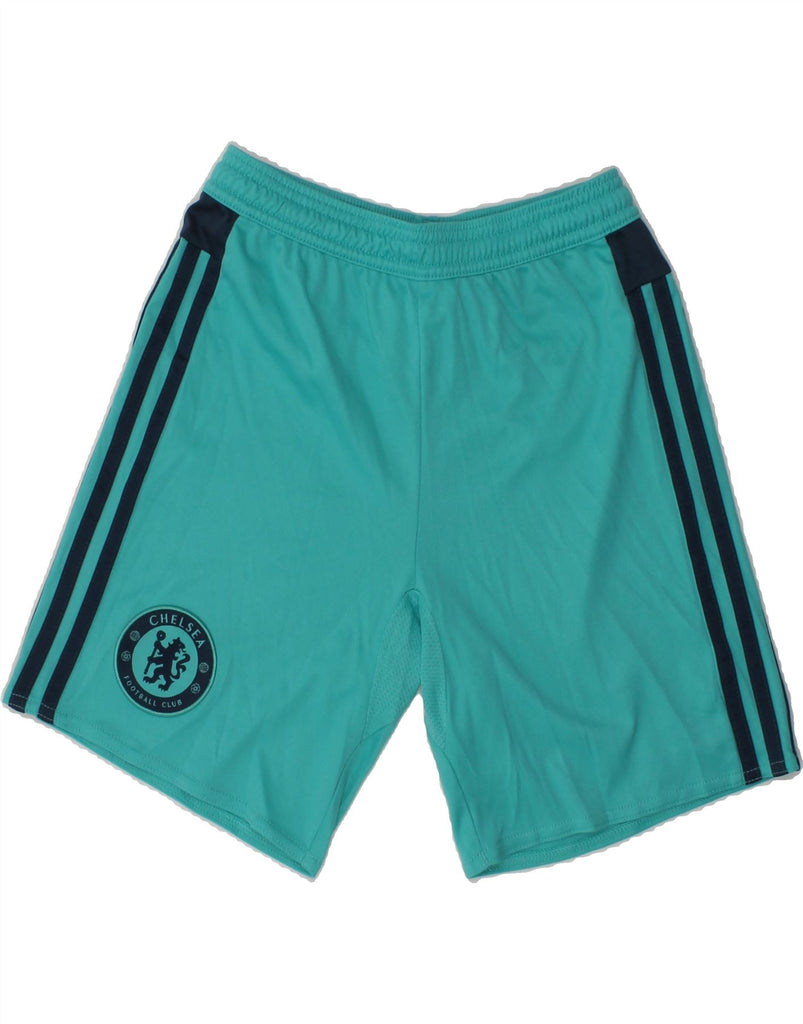 ADIDAS Boys Sport Shorts 9-10 Years Turquoise Polyester | Vintage Adidas | Thrift | Second-Hand Adidas | Used Clothing | Messina Hembry 