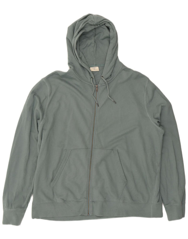 Marks & Spencer Mens Zip Hoodie Sweater 4XL Green Cotton