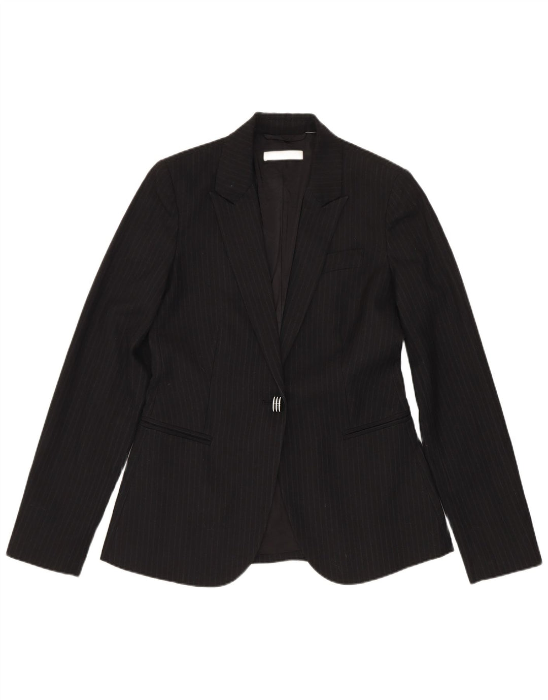 Stefanel Womens 1 Button 2 Piece Suit IT 40 Small W28 L28 Black Pinstripe