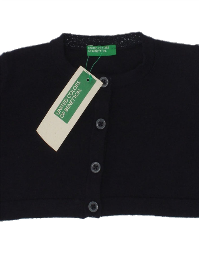 BENETTON Baby Girls Crop Cardigan Sweater 18-24 Months Navy Blue Viscose | Vintage Benetton | Thrift | Second-Hand Benetton | Used Clothing | Messina Hembry 