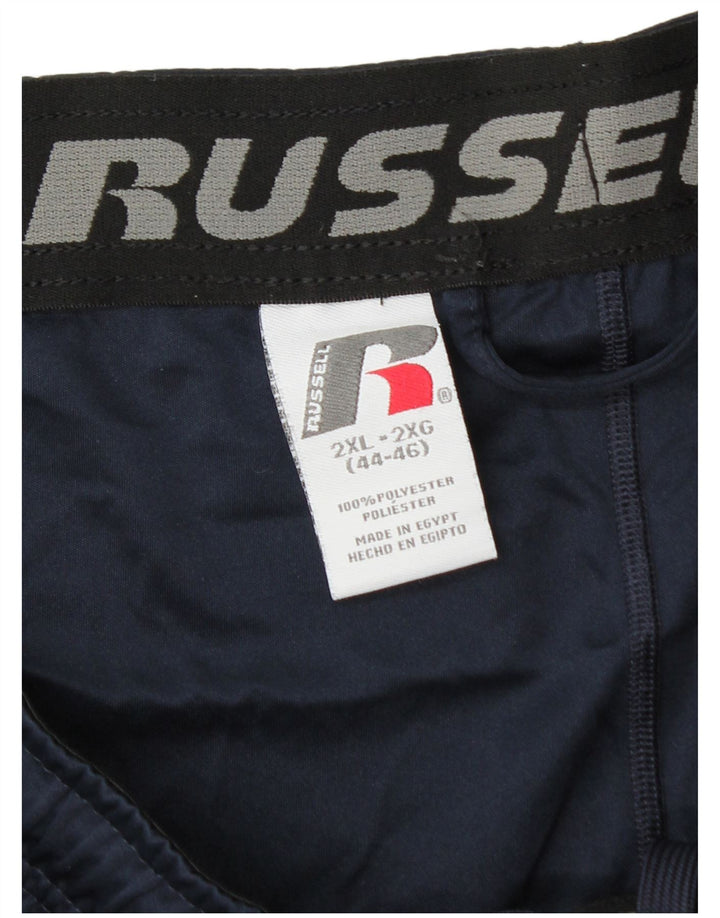 RUSSELL ATHLETIC Mens Dri-Power Sport Shorts 2XL  Navy Blue Polyester
