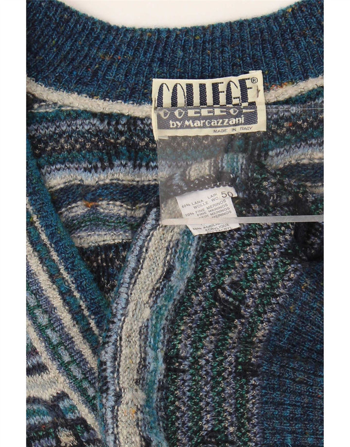 Marcazzani Mens Cardigan Sweater IT 50 Medium Multicoloured Fair Isle