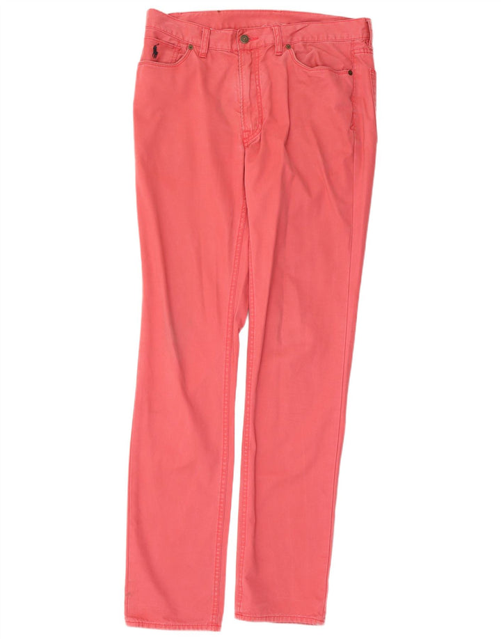 POLO RALPH LAUREN Mens Slim Chino Trousers W34 L34 Red Cotton