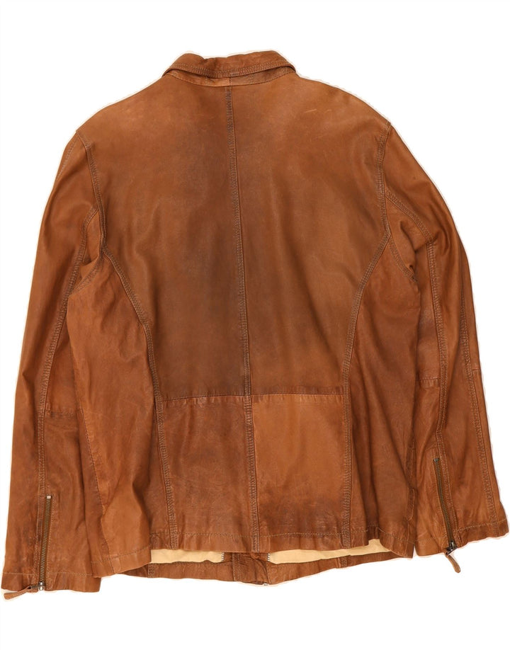 YORN Mens Leather Jacket IT 56 3XL Brown Leather Vintage Yorn and Second-Hand Yorn from Messina Hembry 