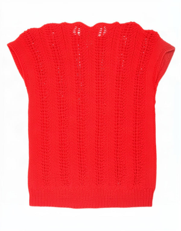 Vintage Womens See Through Vest Tank Top UK 12 Medium Red