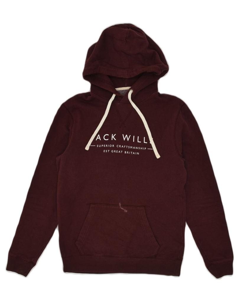 JACK WILLS Mens Graphic Hoodie Jumper XS Burgundy Cotton | Vintage Jack Wills | Thrift | Second-Hand Jack Wills | Used Clothing | Messina Hembry 