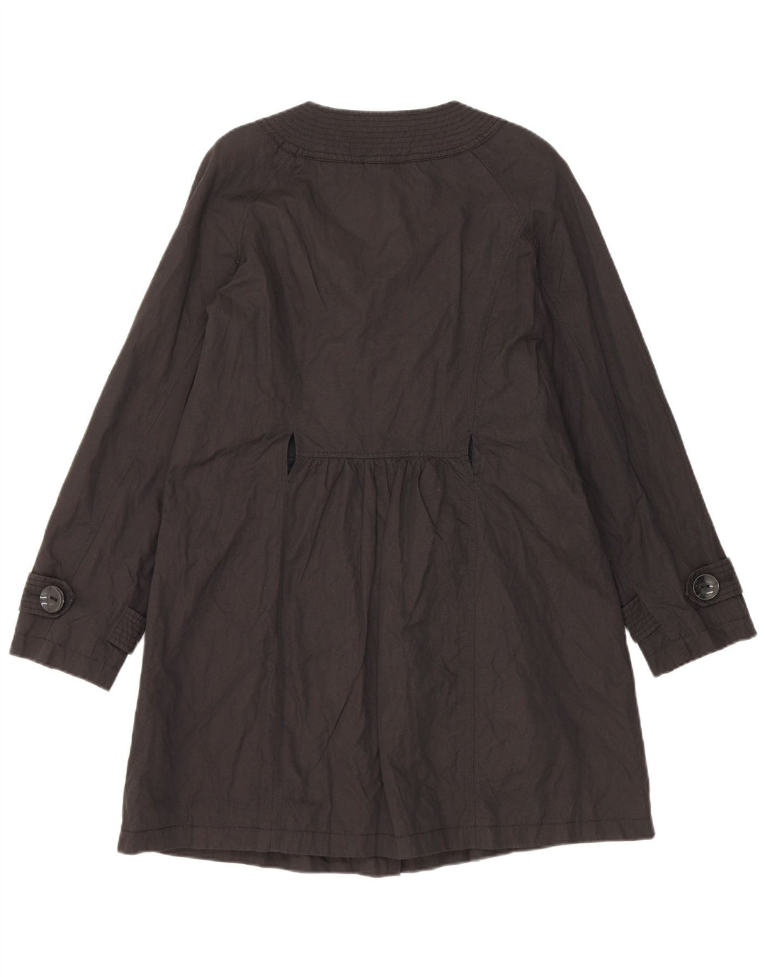 Marks & Spencer Womens Autograph Trench Coat UK 14 Medium Black Cotton