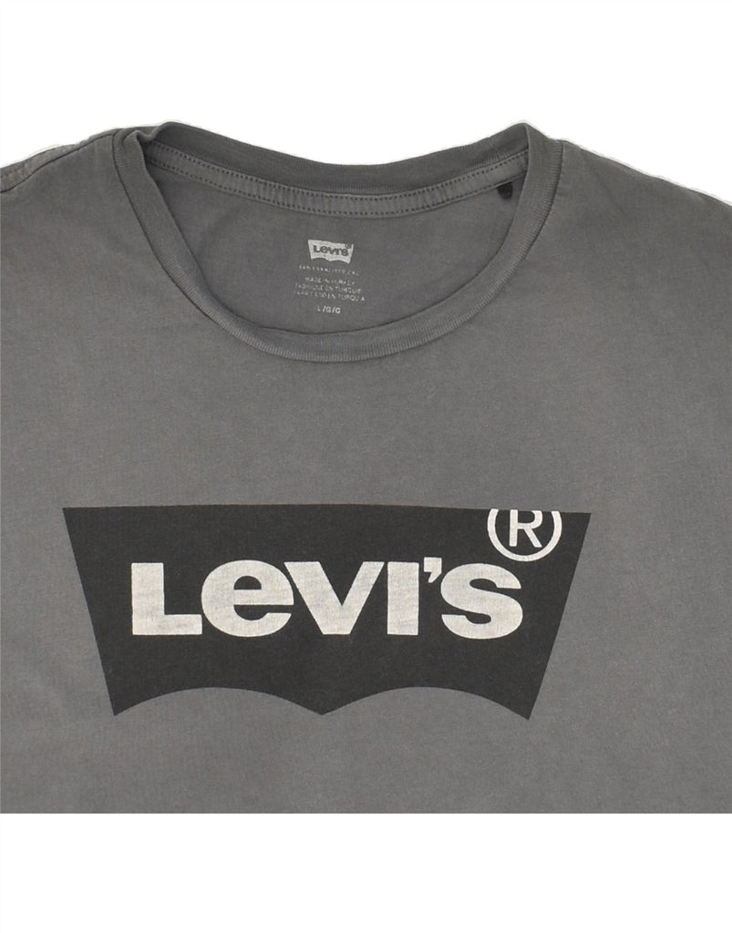 LEVI'S Mens Graphic T-Shirt Top Large Grey Cotton Vintage Levi's and Second-Hand Levi's from Messina Hembry 