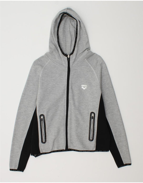 Arena Womens Crop Zip Hoodie Sweater UK 14 Medium Grey Colourblock