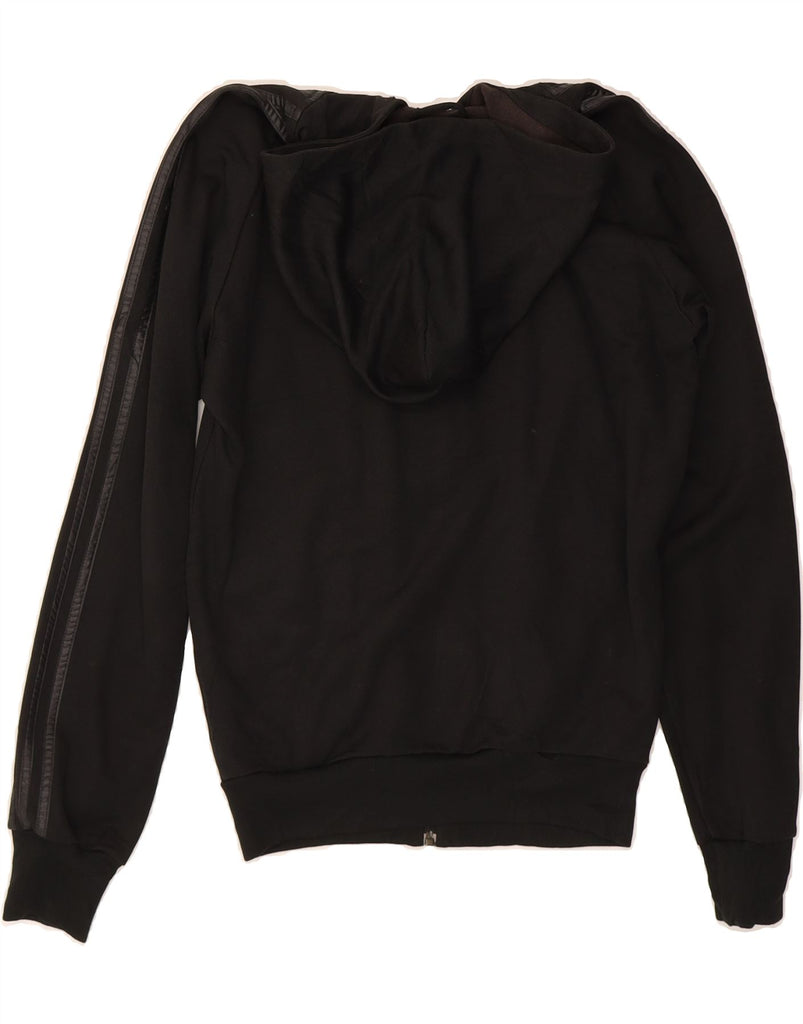 ADIDAS Womens Oversized Graphic Zip Hoodie Sweater UK 10 Small Black Vintage Adidas and Second-Hand Adidas from Messina Hembry 