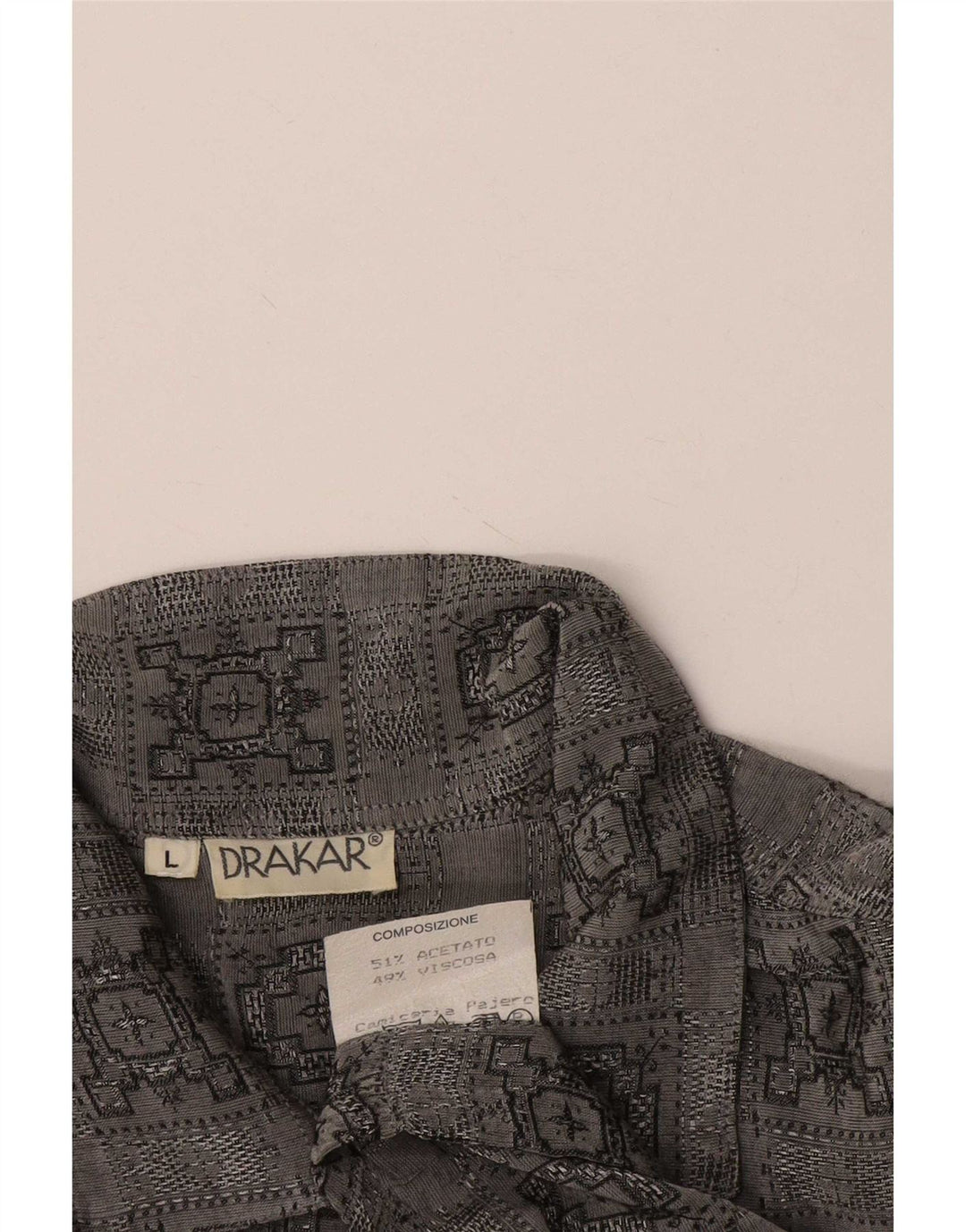 Vintage Mens Short Sleeve Shirt Large Grey Check Acetate