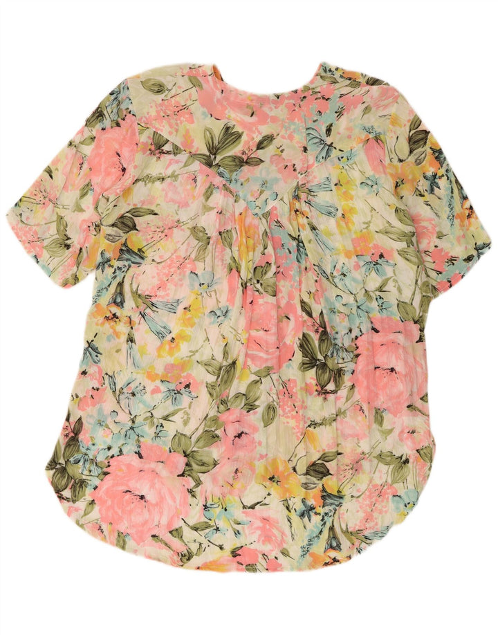 Vintage Womens Longline Shirt Blouse UK 14 Medium Multicoloured Floral