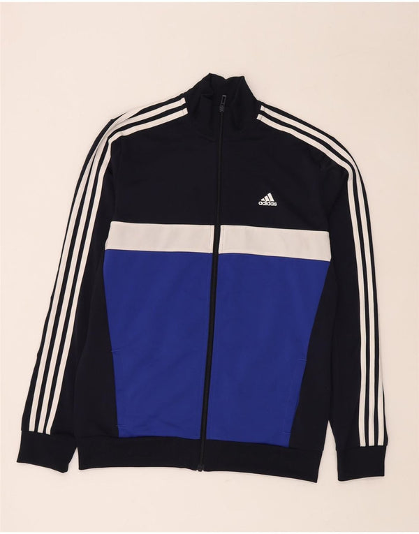 ADIDAS Boys Aeroready Tracksuit Top Jacket 15-16 Years Navy Blue