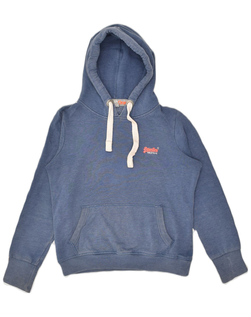 SUPERDRY Womens Hoodie Jumper UK 16 Large Blue Polyester | Vintage Superdry | Thrift | Second-Hand Superdry | Used Clothing | Messina Hembry 