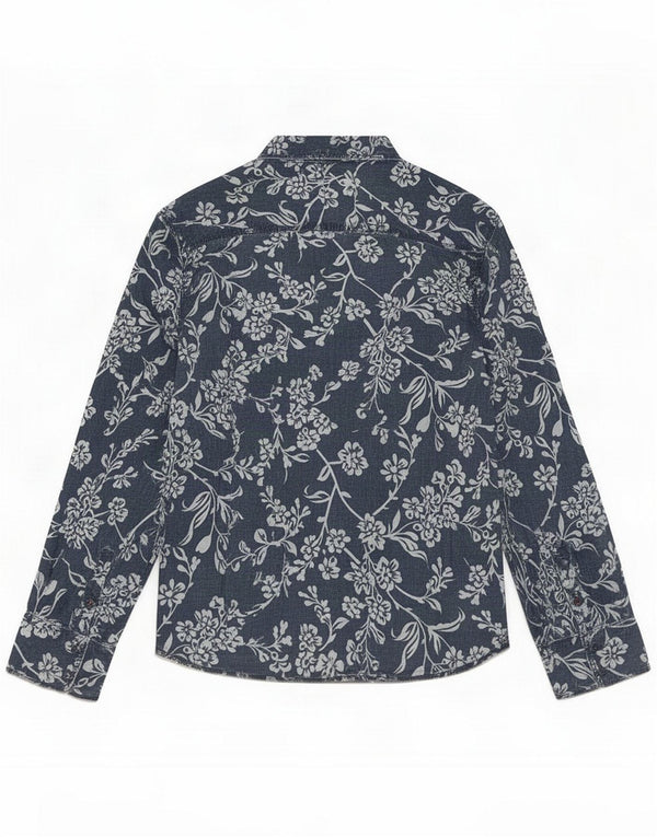 Jack & Jones Mens Shirt Medium Blue Floral Linen