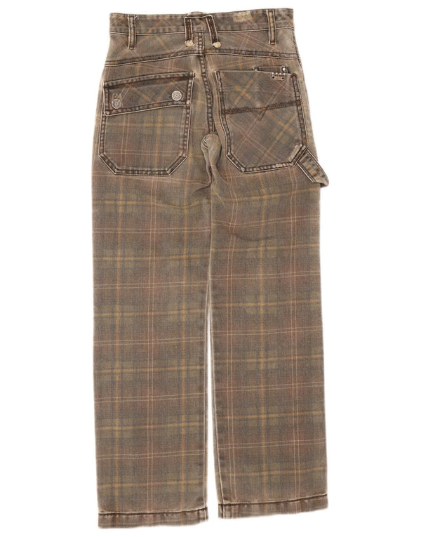Diesel Boys Wide Leg Cargo Trousers 9-10 Years W24 L25 Grey Check Cotton