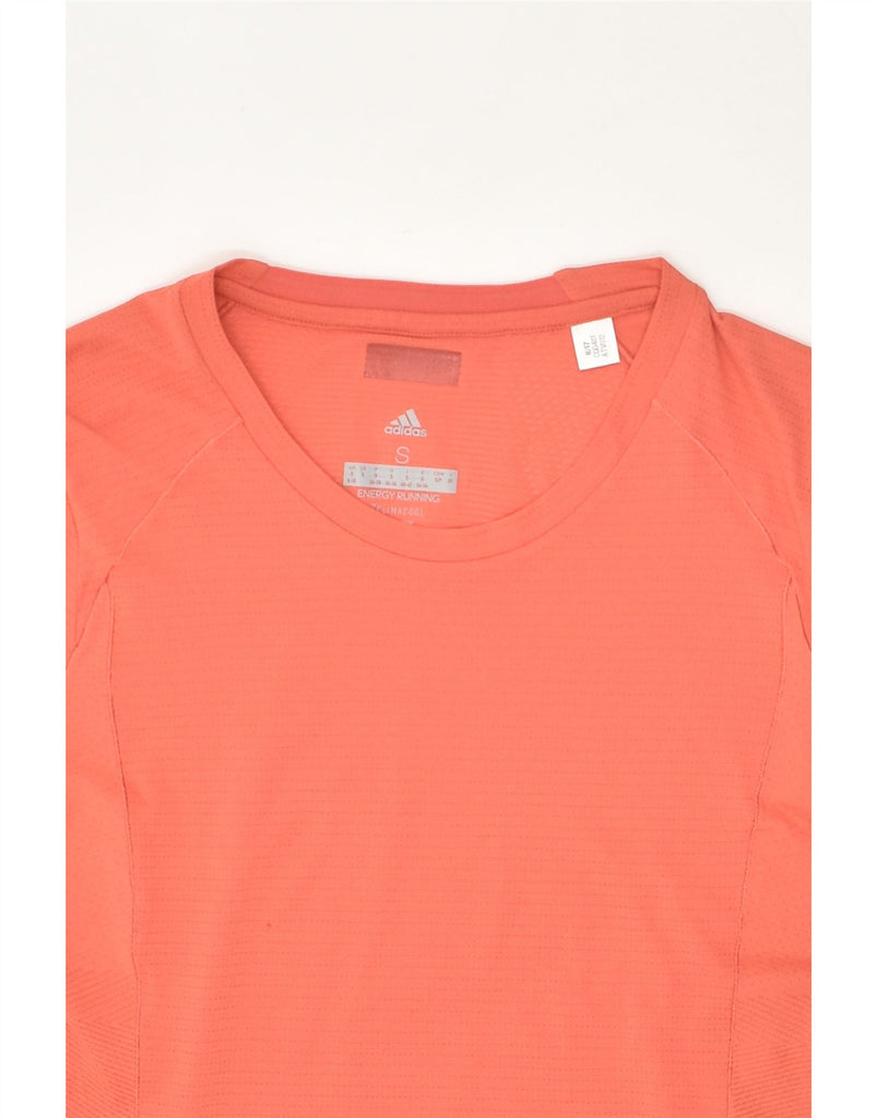 ADIDAS Womens Climacool T-Shirt Top UK 8/10 Small Orange Striped Polyester | Vintage Adidas | Thrift | Second-Hand Adidas | Used Clothing | Messina Hembry 