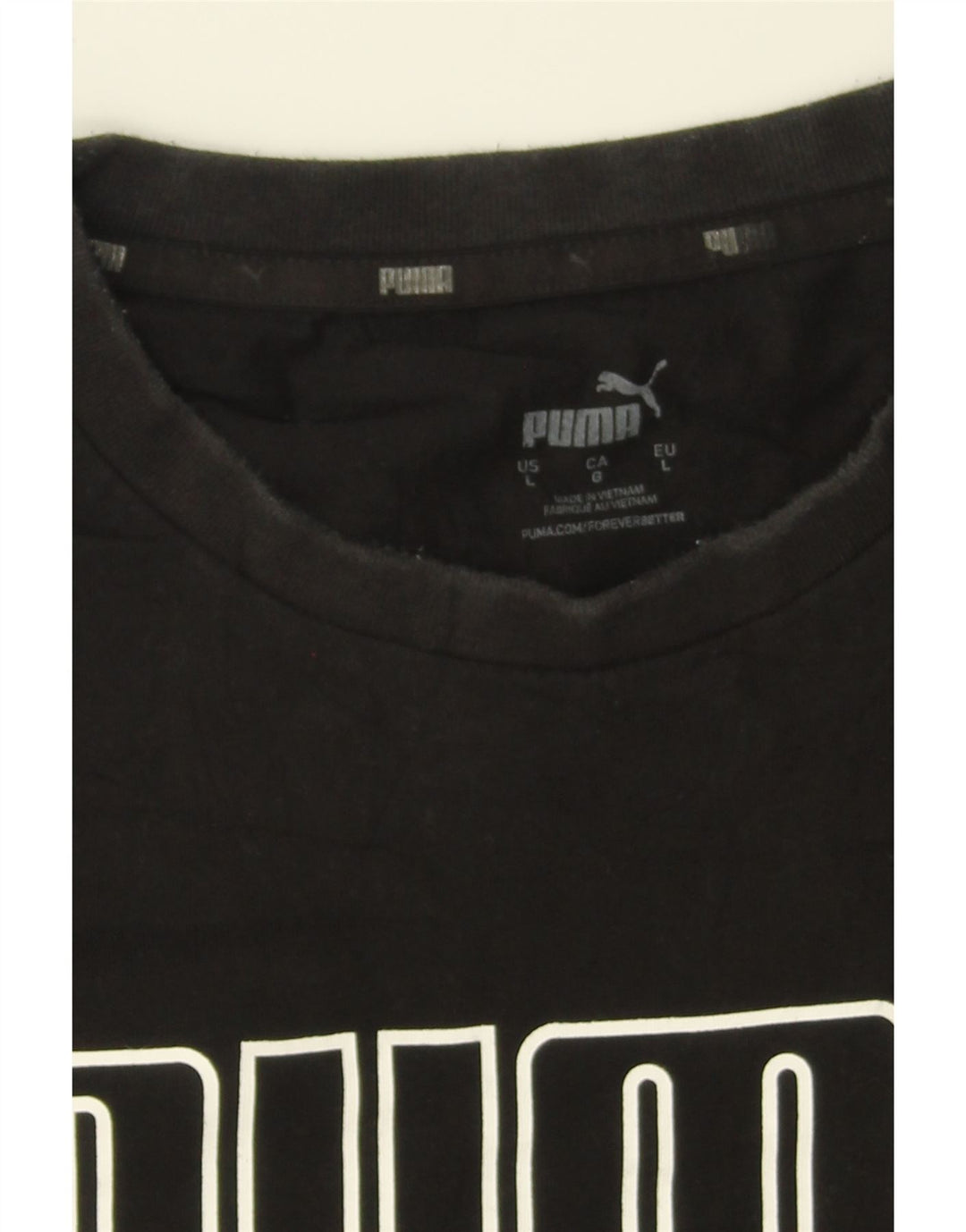 PUMA Mens Graphic T-Shirt Top Large Black Vintage Puma and Second-Hand Puma from Messina Hembry 
