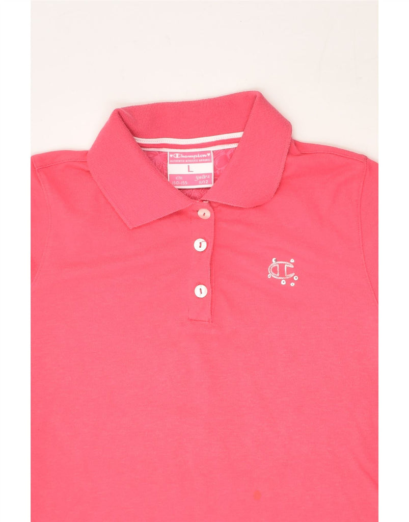 CHAMPION Girls Polo Shirt 11-12 Years Large Pink Cotton | Vintage Champion | Thrift | Second-Hand Champion | Used Clothing | Messina Hembry 