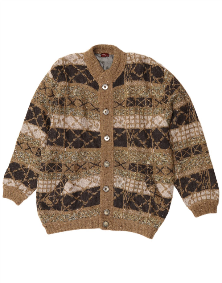 Vintage Mens Loose Fit Knit Bomber Jacket IT 48 Medium Green Geometric