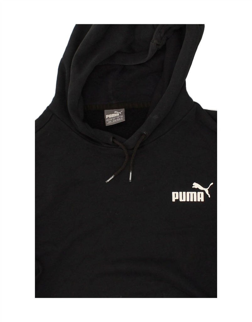 PUMA Mens Graphic Hoodie Jumper Medium Black Cotton | Vintage Puma | Thrift | Second-Hand Puma | Used Clothing | Messina Hembry 