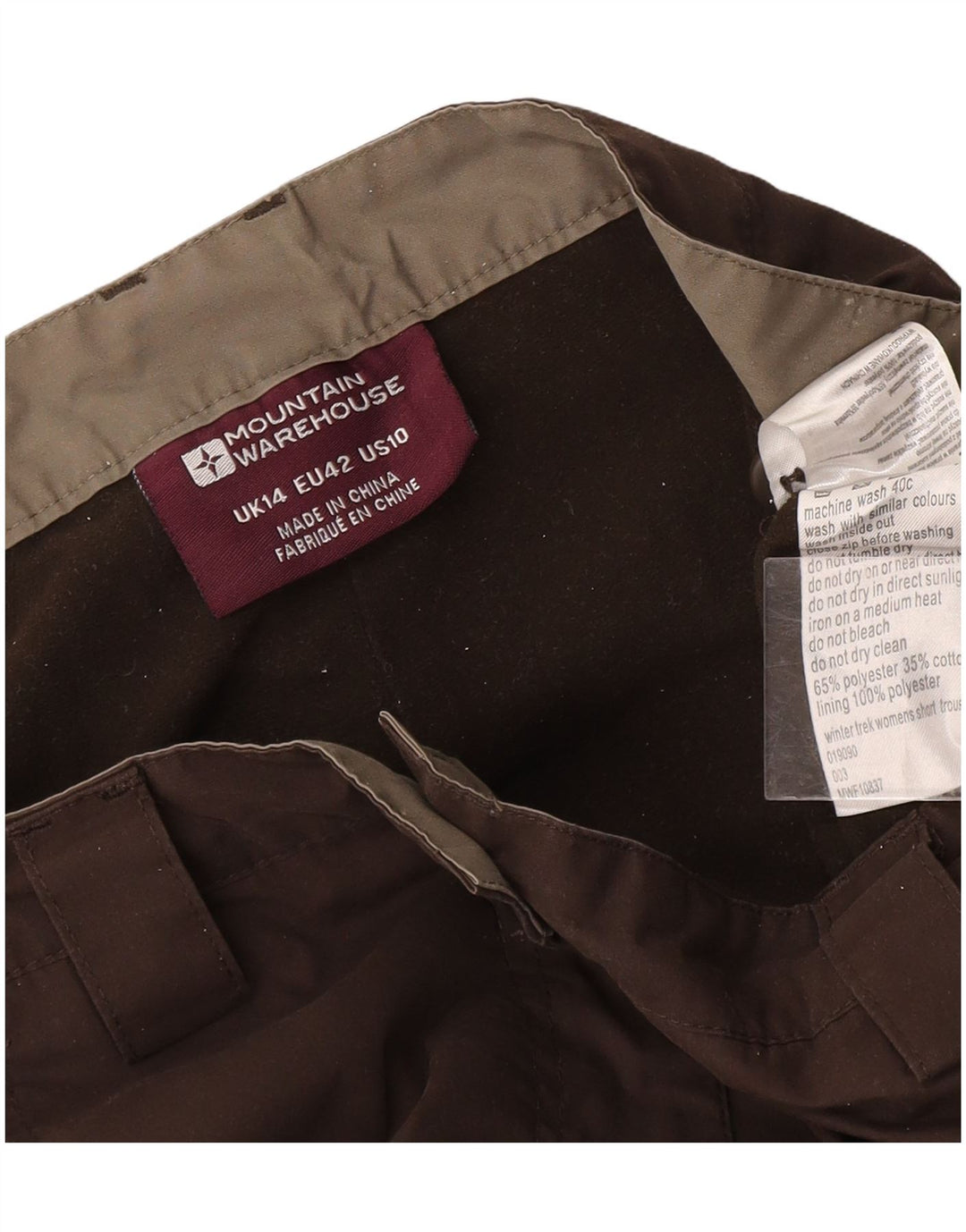 MOUNTAIN WAREHOUSE Womens Windbreaker Trousers UK 14 Large W34 L27 Brown